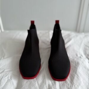 New Square-toe ankle Chelsea Boots black - rubby red